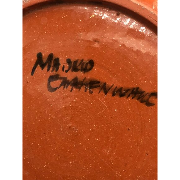 Handpainted Madrid New Mexico Pottery Mug & Plate Set Signed Blue White Terracot - Picture 10 of 10